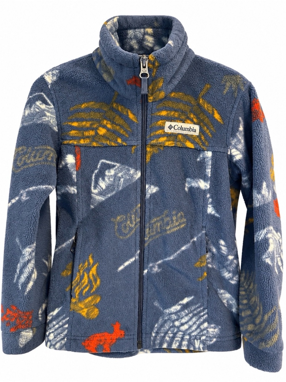 Columbia Kids Blue Fleece Jacket with Yellow & Orange Accents